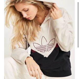 adidas Originals Two-Tone Hoodie in Cream, Black & Burgundy